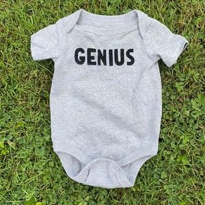 NWOT Cat & Jack Baby "Genius" One Piece Bodysuit (Size 0-3 Months)